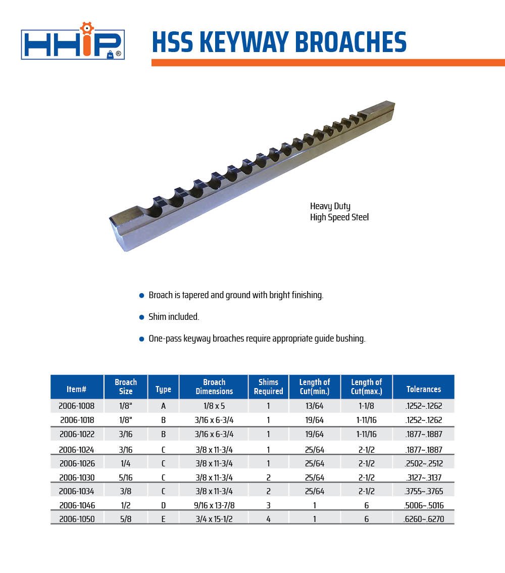 3/16 INCH C HSS KEYWAY BROACH WITH 1 SHIM (2006-1024) - Image 4