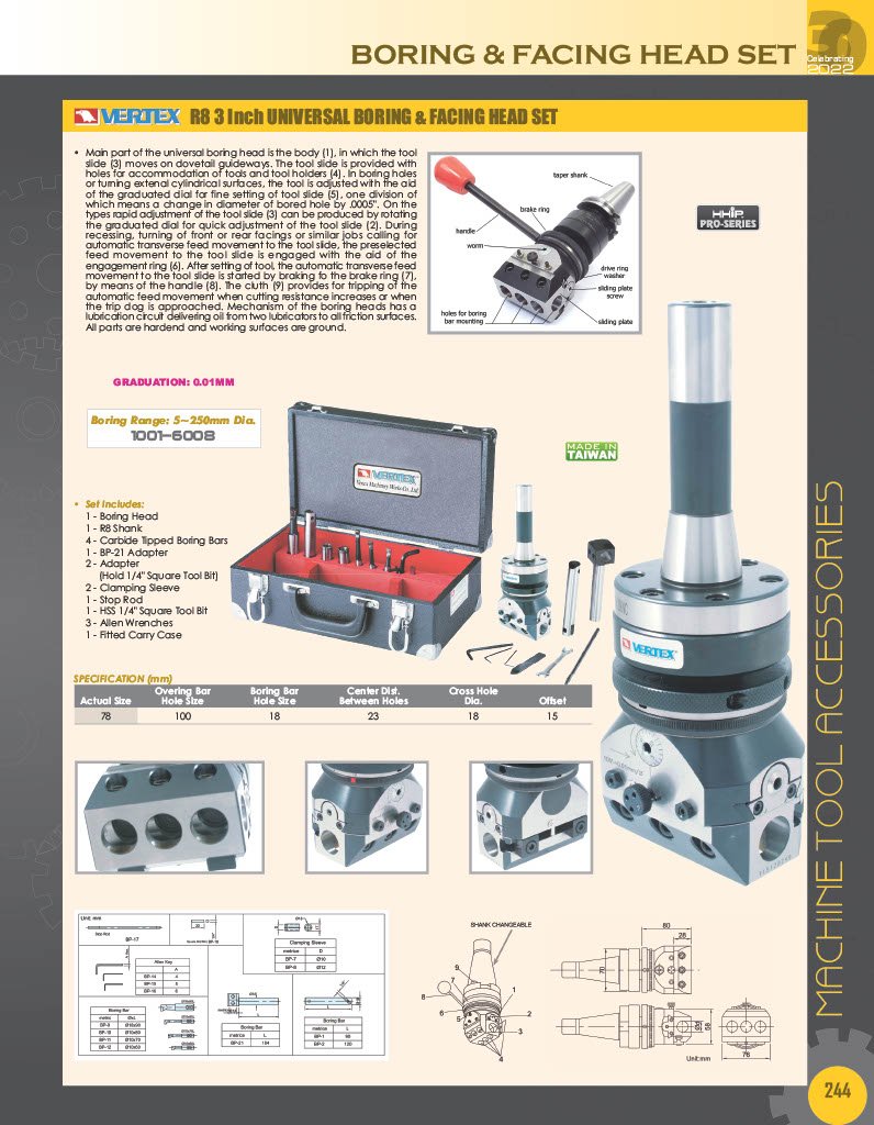 R8 3 INCH UNIVERSAL BORING & FACING TOOL SET (1001-6008) - Image 9