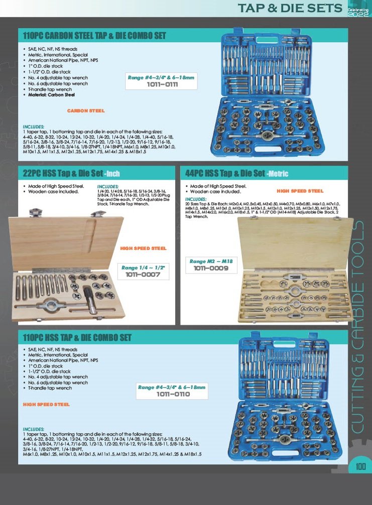 45 PIECE TAP&DIE SET (1/4-1 INCH) - TIN COATED (1011-0003) - Image 6