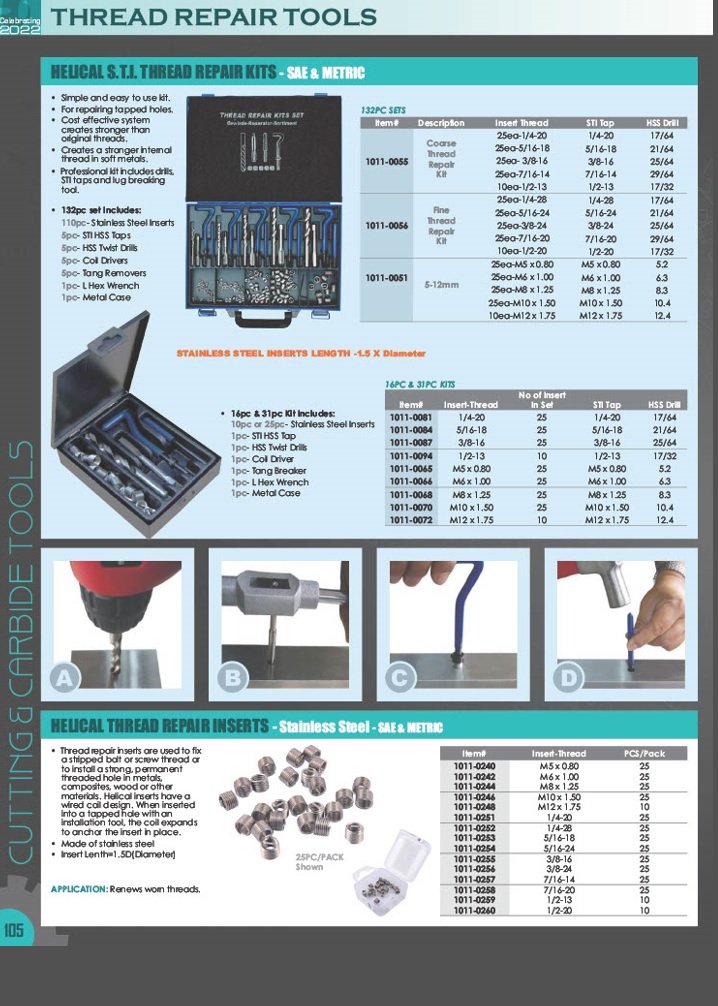 M8X1.25 INDIVIDUAL SIZE SELF TAPPING THREAD REPAIR KIT (1011-0209) - Image 4
