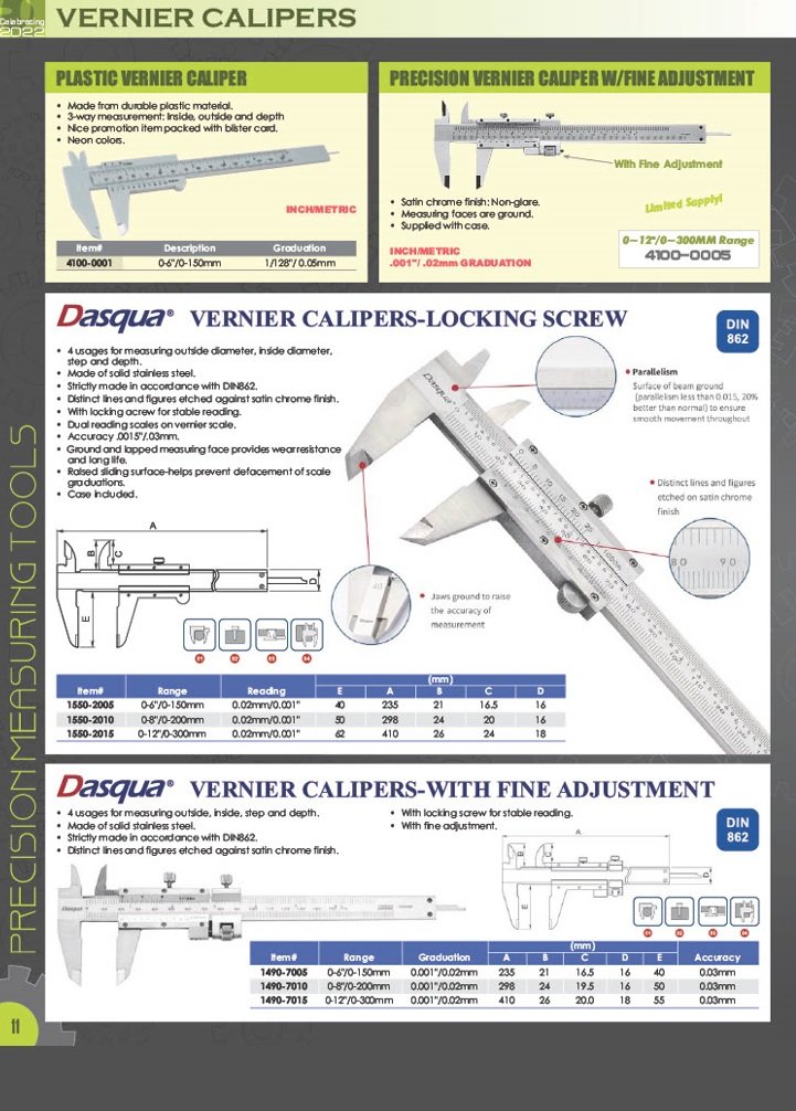 DASQUA 0-600MM/0-24 INCH JAW LENGTH 100MMVERNIER CALIPER WITH FINE ADJUSTMENT (1300-0010) - Image 10