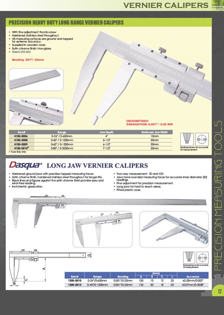 DASQUA 0-150MM / 0-6 INCH STAINLESS STEEL VERNIER CALIPER WITH FINE ADJUST (1490-7005) - Image 9