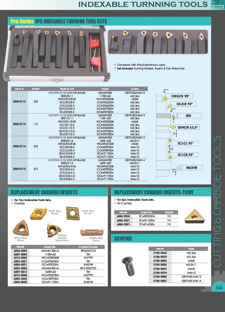 1/4 INCH 5 PIECE INDEXABLE CARBIDE TURNING TOOL SET (2003-0001) - Image 5