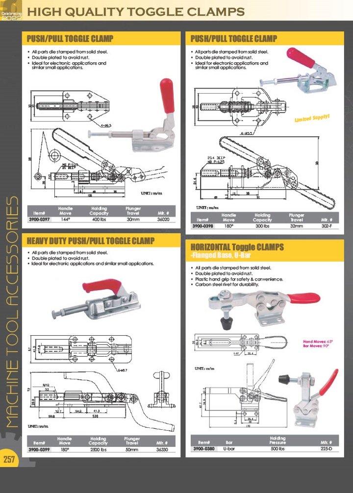 PUSH & PULL CLAMP WITH 90 DEGREE HANDLE & 800 LBS HOLDING CAPACITY (3900-0391) - Image 5