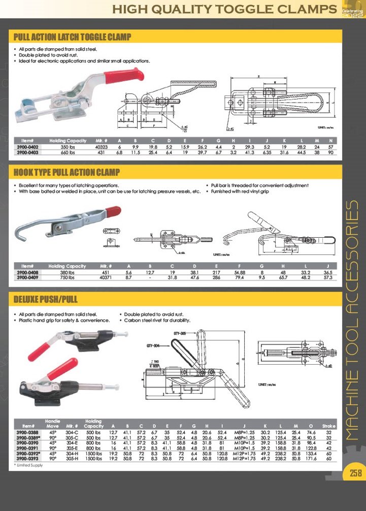 HORIZONTAL TOGGLE CLAMP-U BAR FLANGED BASE-200 LBS (3900-0365) - Image 4