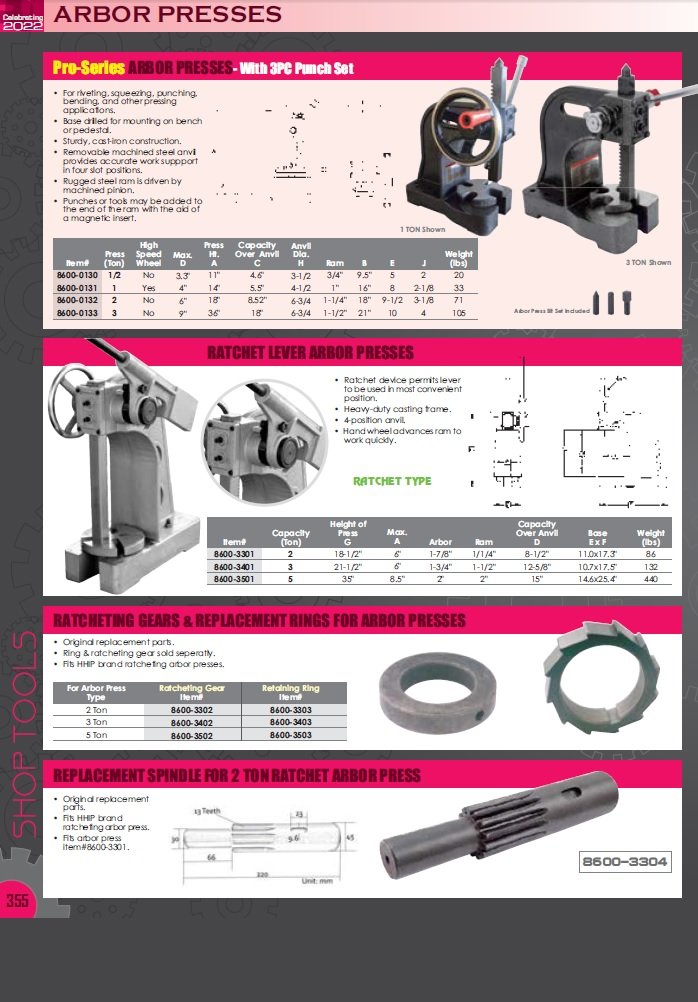 HHIP 1 TON HEAVY DUTY ARBOR PRESS 5.63" MAX HEIGHT (8600-0032) - Image 11