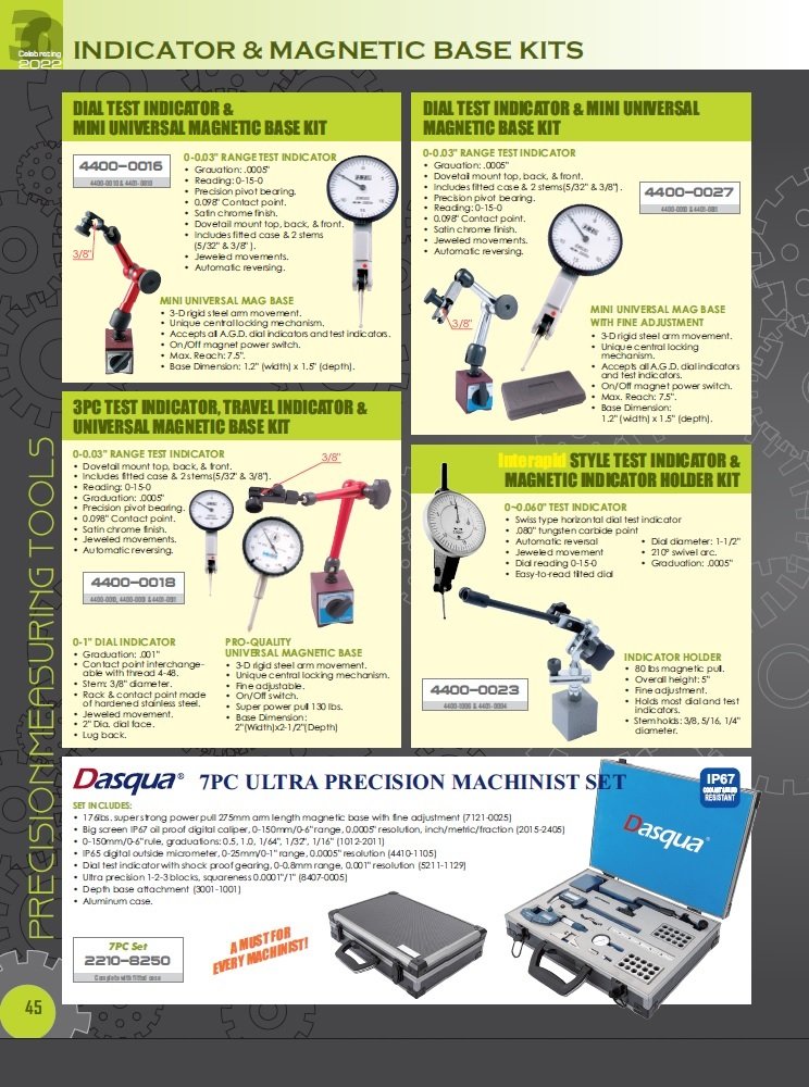 1" DIAL INDICATOR & STANDARD PRO MAGNETIC BASE SET (4401-0017) - Image 3