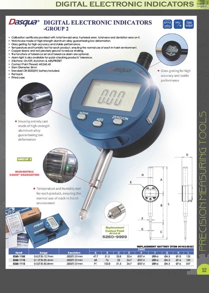 DASQUA 0-50.8MM/0-2.0" ABSOLUTE DIGITAL INDICATOR (5340-8115) - Image 9