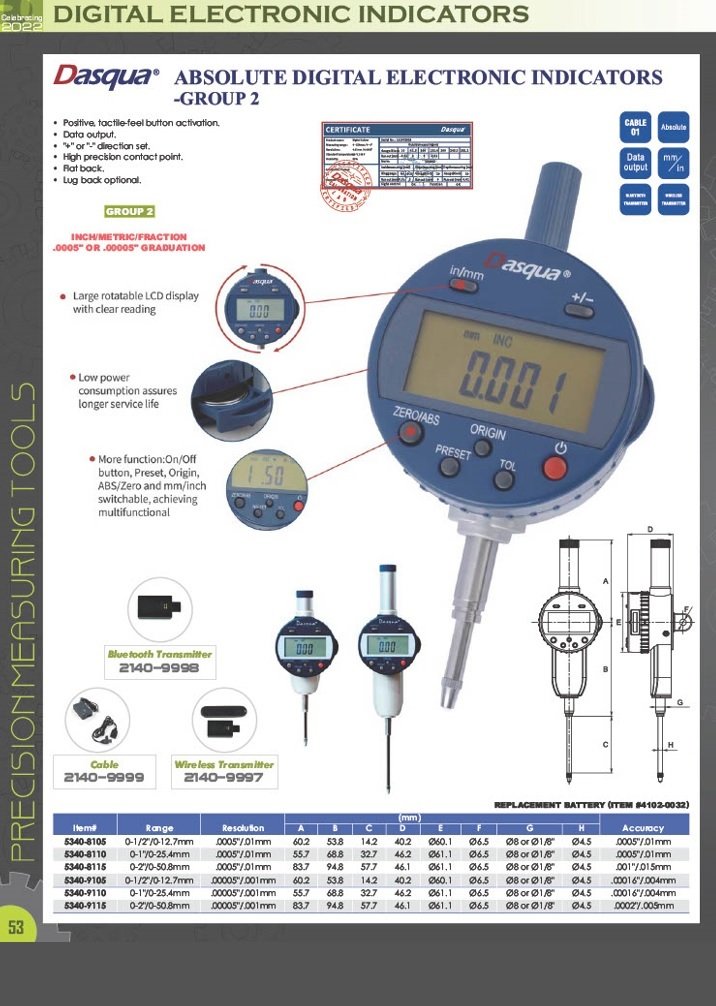 DASQUA 0-50.8MM/0-2.0" ABSOLUTE DIGITAL INDICATOR (5340-8115) - Image 8