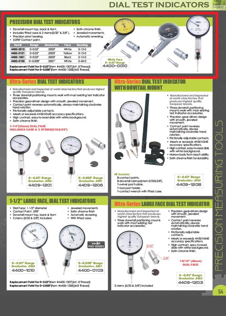 PRO-SERIES 0-.008" WHITE FACE DIAL TEST INDICATOR (4400-0100) - Image 3