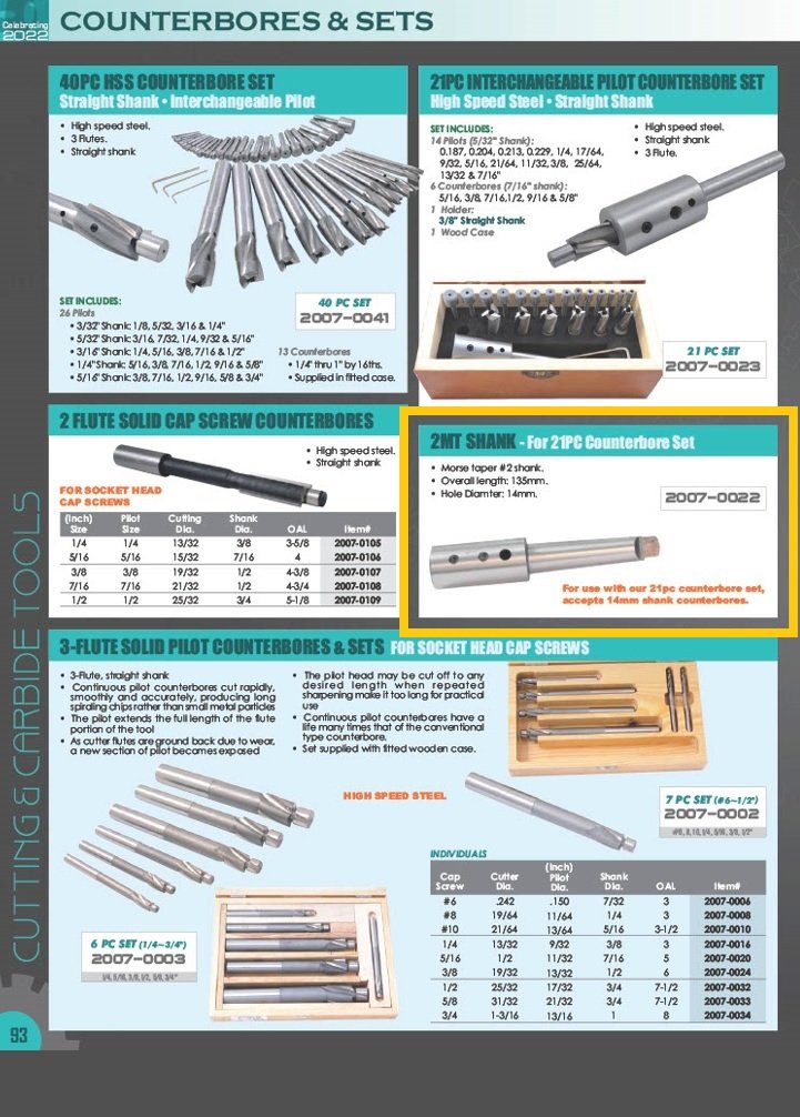 MT2 SHANK FOR 21 PIECE COUNTERBORE SET #2007-0021 (2007-0022) - Image 2