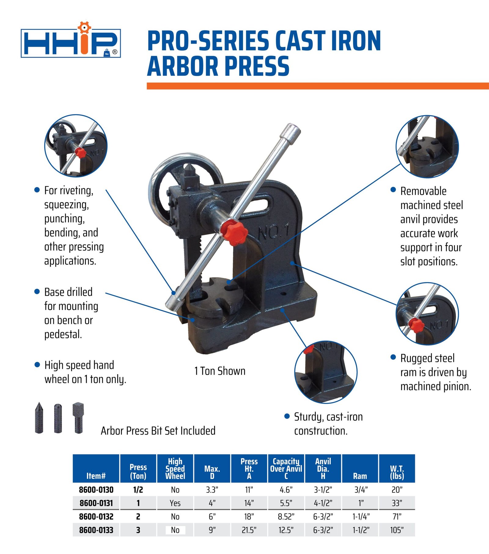 PRO-SERIES 1 TON ARBOR PRESS (8600-0131) - Image 3